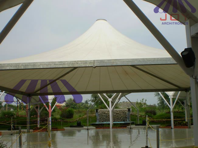 Modular Tensile Strucutres_ Sun shading, roller blinds , Awnings, Monsoon Blinds, Resort Tents, Fixed Awnings, Car Roofs, Shade Sails, Fabric Ceiling Manufacturer in Mumbai & Thane (1)